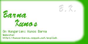 barna kunos business card